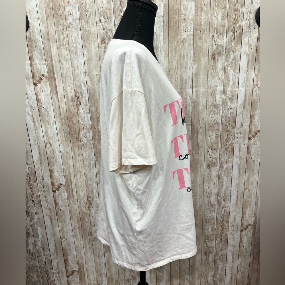 Fleurish White and Pink Teach Graphic Tee - Size XXL - Picture 3 of 5